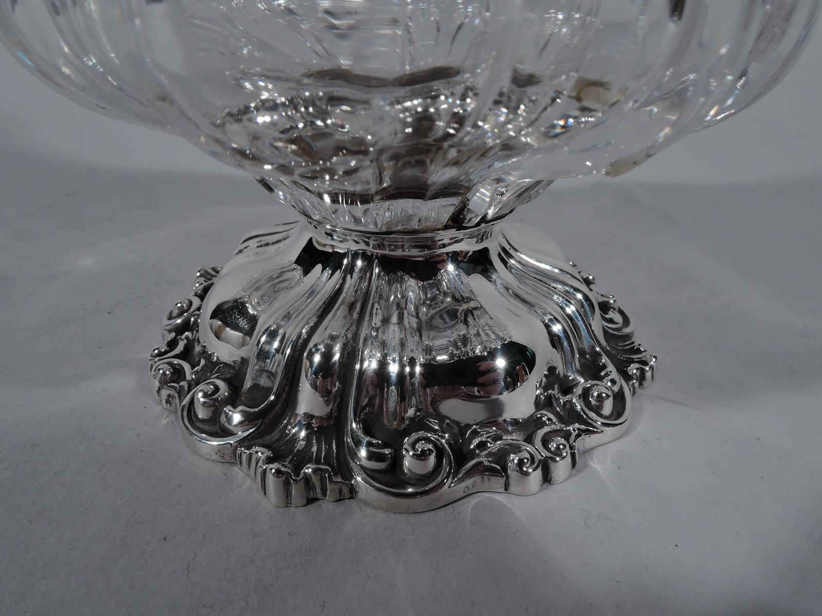 Antique American Sterling Silver and Crystal Sugar Shaker by Durgin In Excellent Condition In New York, NY