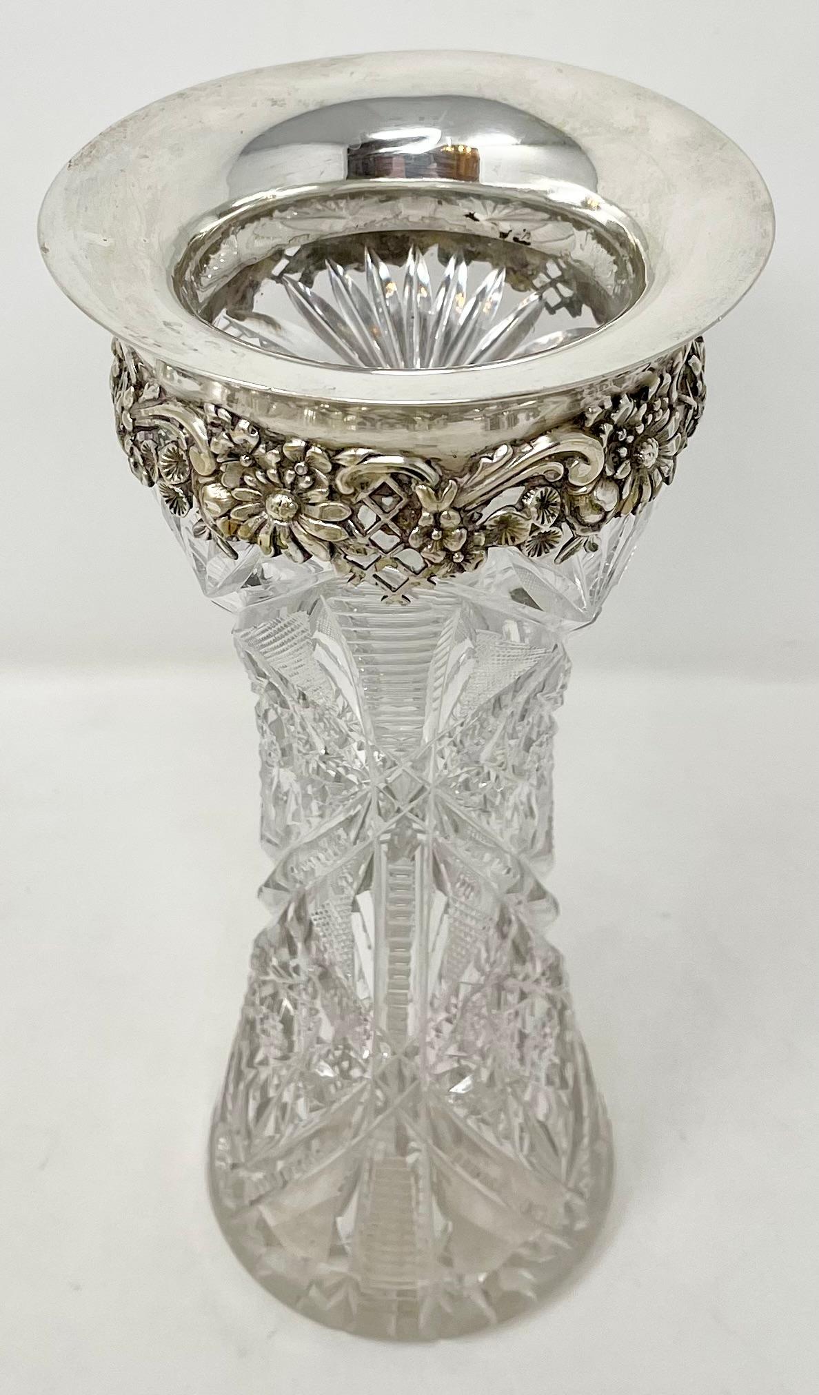 Antique American sterling silver & cut crystal bud vase, circa 1870-1880.
We currently have 2 of these and they are sold individually.