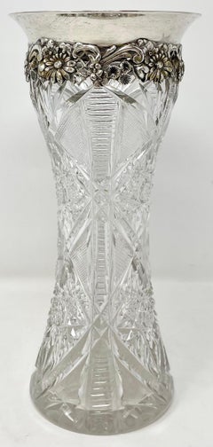 Antique American Sterling Silver & Cut Crystal Bud Vase, Circa 1870-1880.