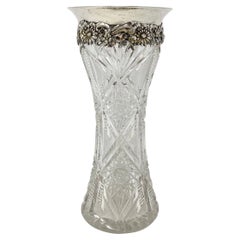 Antique American Sterling Silver & Cut Crystal Bud Vase, Circa 1870-1880.