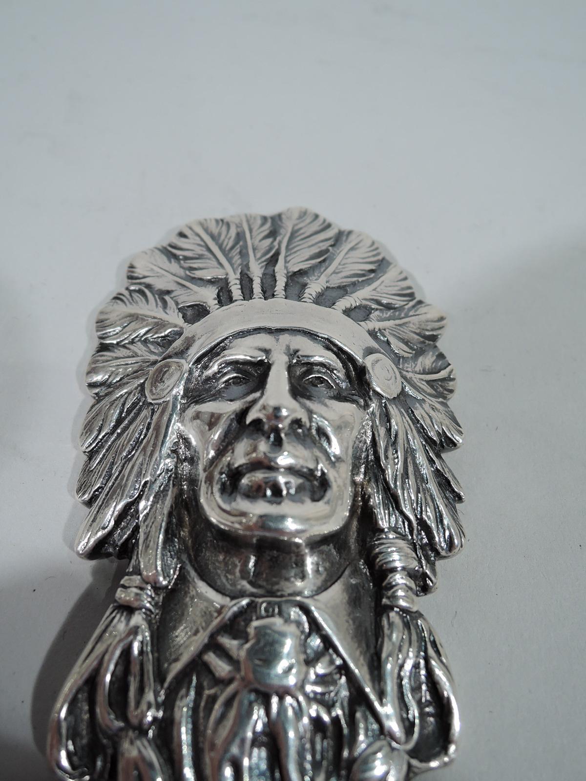 Victorian Antique American Sterling Silver Indian Chief Letter Opener
