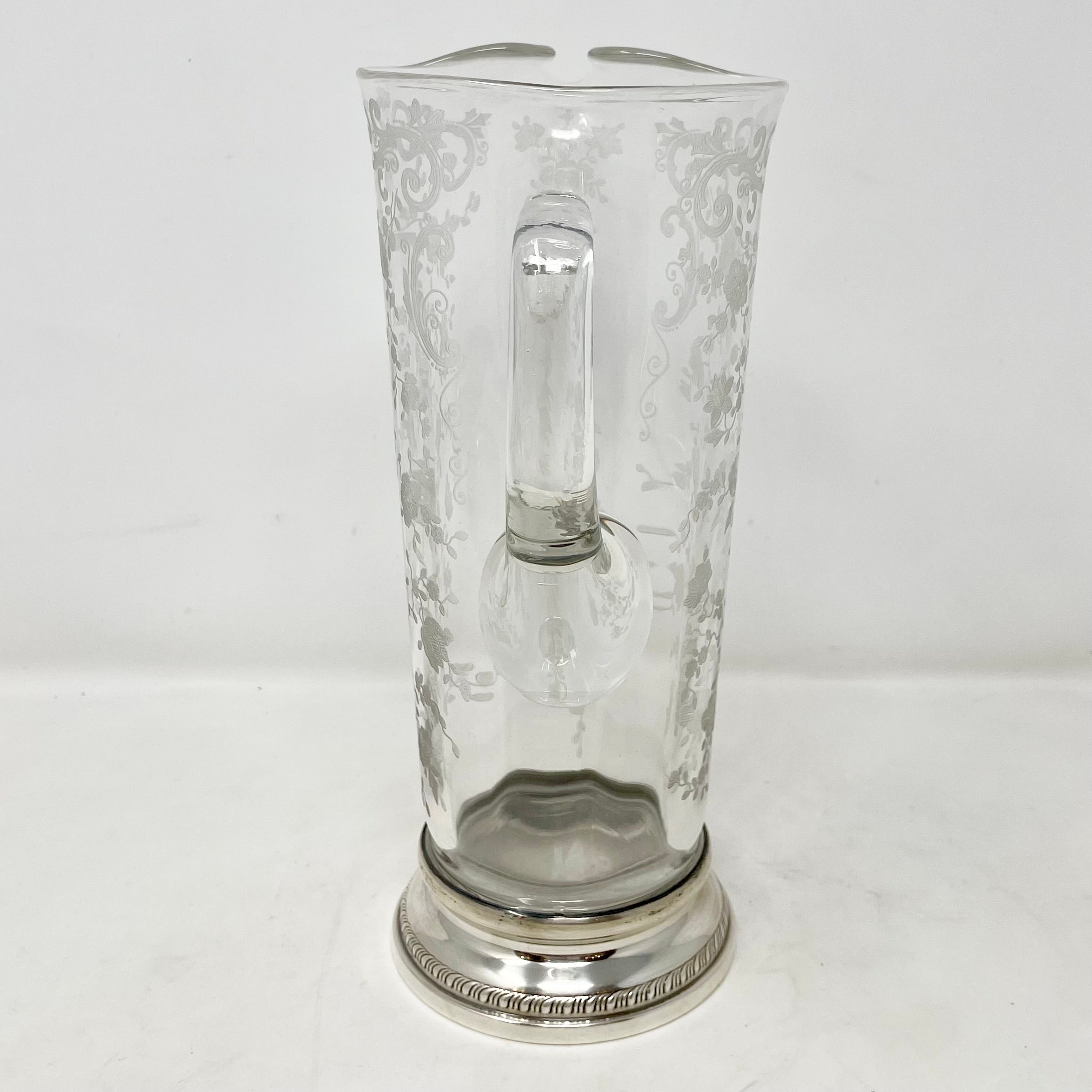 Antique American Sterling Silver Mounted Cut Crystal Cocktail Pitcher with Spoon 1