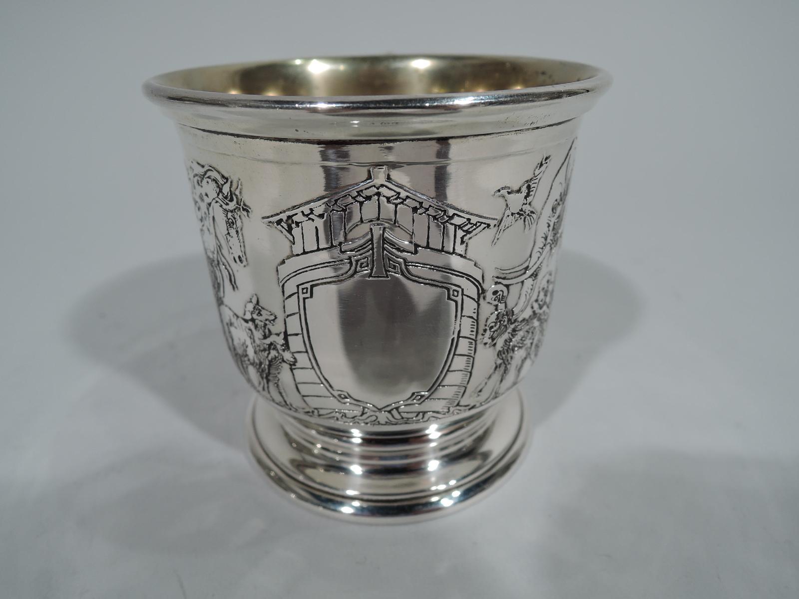 Edwardian Antique American Sterling Silver Noah's Ark Baby Cup by Kerr