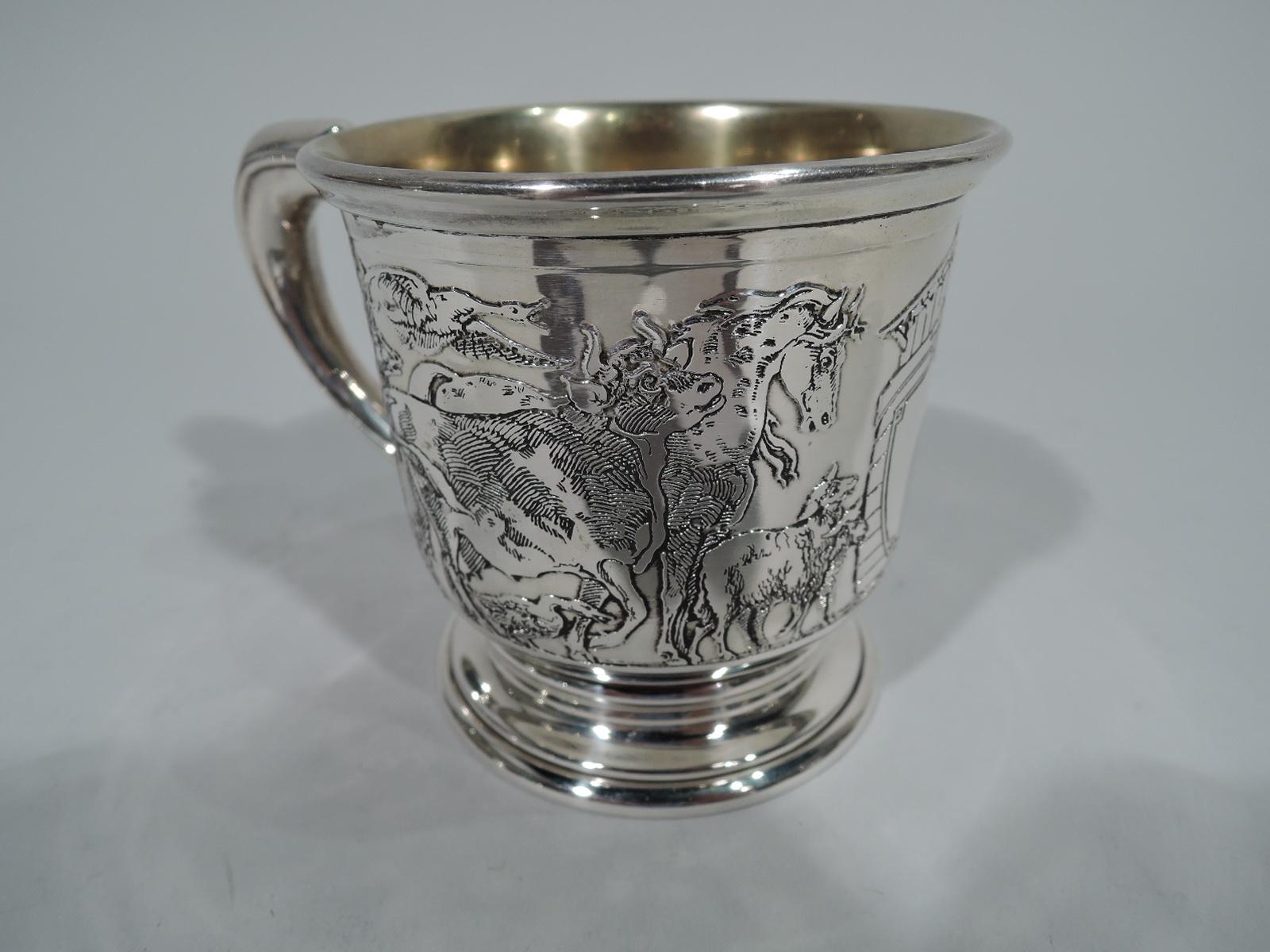 Antique American Sterling Silver Noah's Ark Baby Cup by Kerr In Excellent Condition In New York, NY