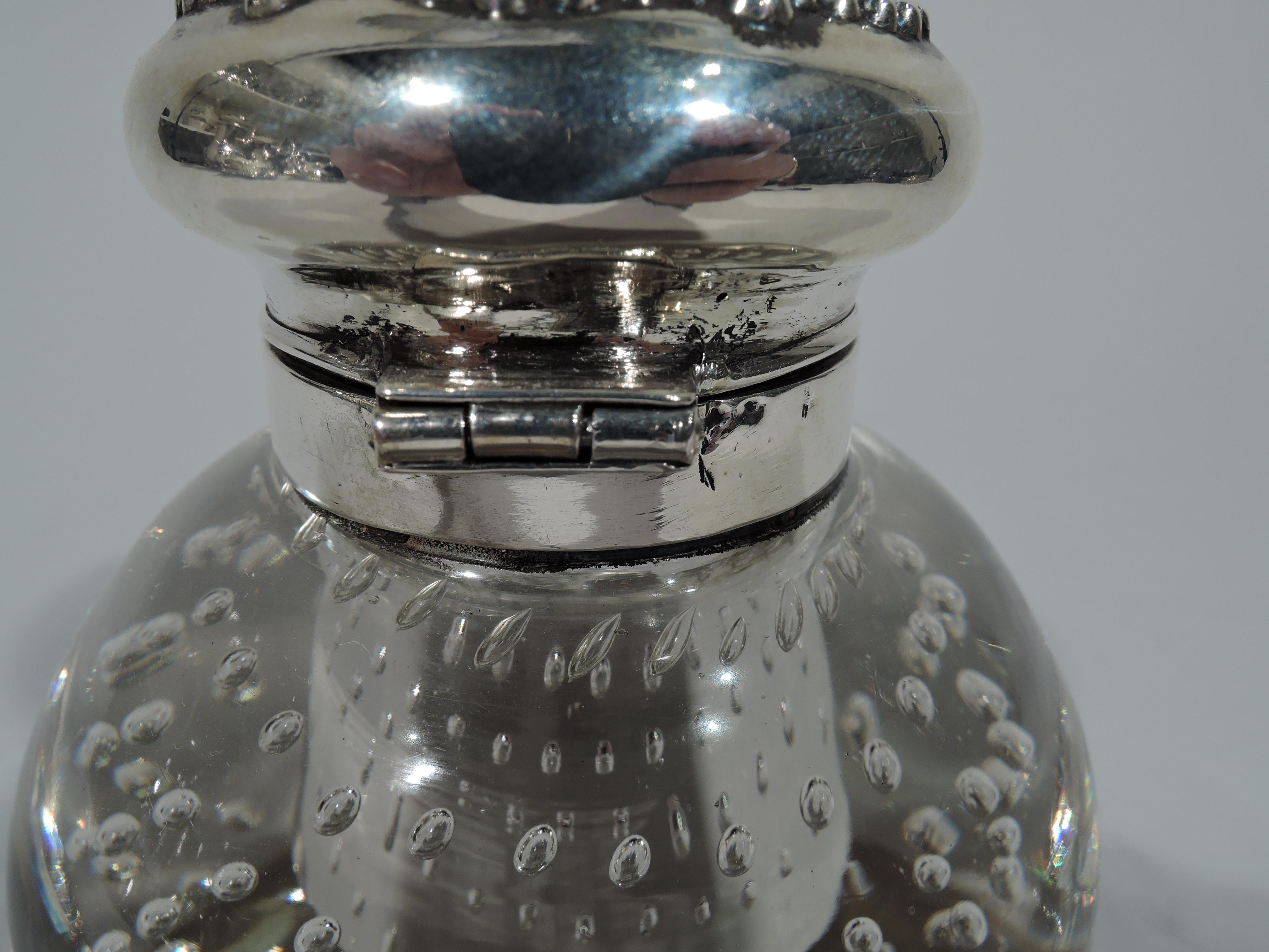 Antique American Sterling Silver and Pairpoint Glass Inkwell im Zustand „Hervorragend“ in New York, NY