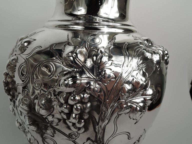 Late 19th Century Antique American Sterling Silver Pitcher with Fruiting Grapevine For Sale