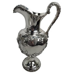 Antique American Sterling Silver Pitcher with Fruiting Grapevine