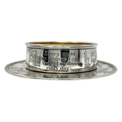 Antique American Sterling Silver Porridge Bowl & Tray