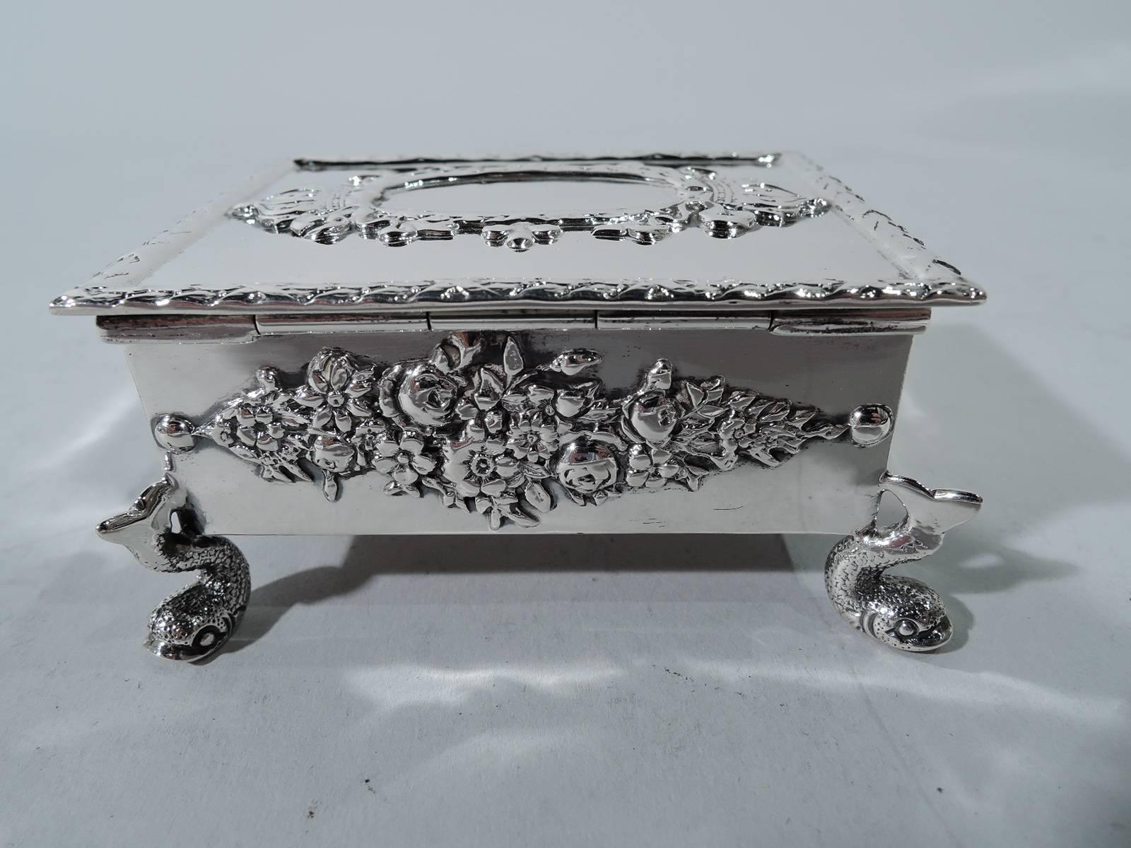 Victorian Antique American Sterling Silver Postage Stamp Box