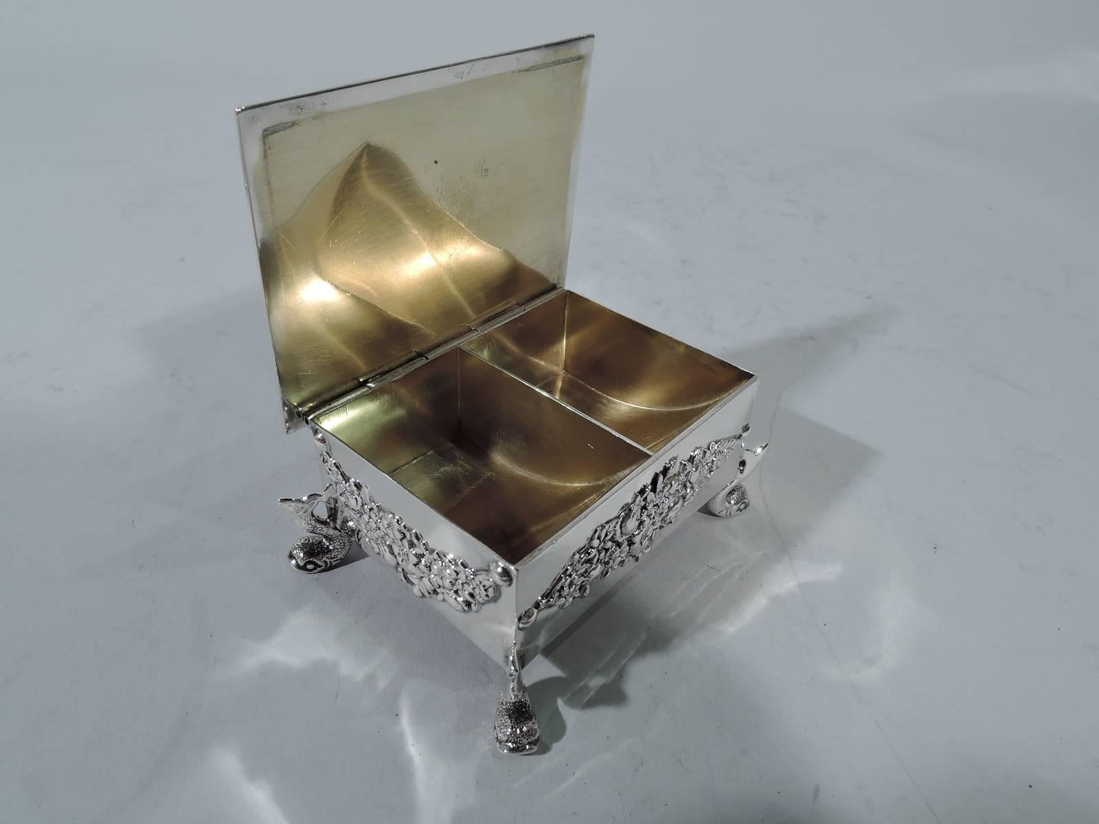 19th Century Antique American Sterling Silver Postage Stamp Box