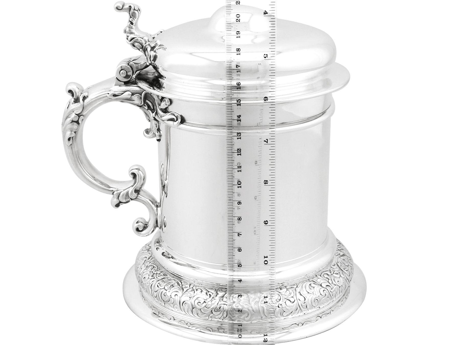 Antique American Sterling Silver Quart Tankard For Sale 8
