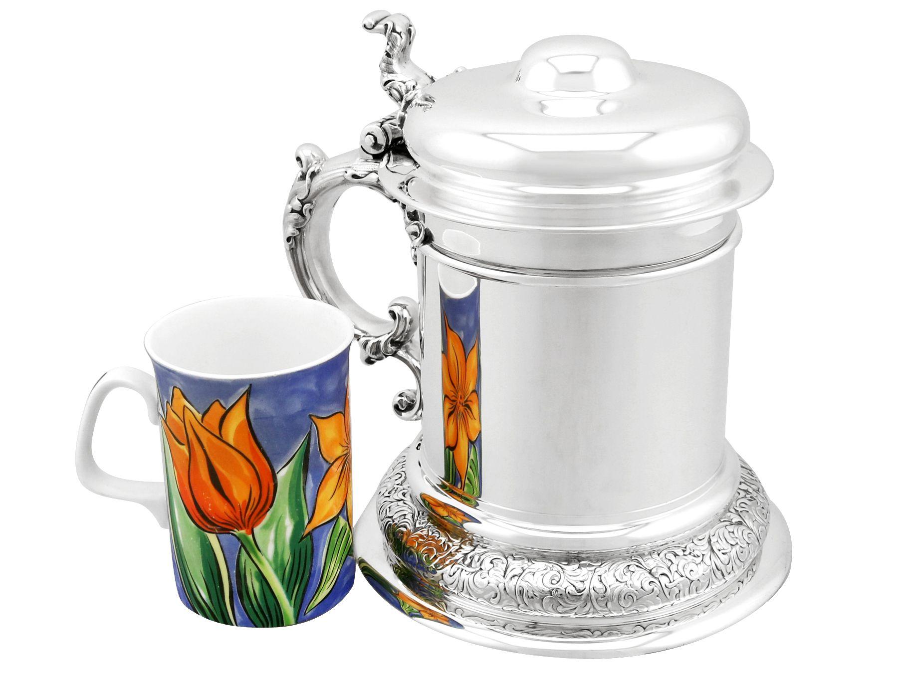 Antique American Sterling Silver Quart Tankard In Excellent Condition For Sale In Jesmond, Newcastle Upon Tyne
