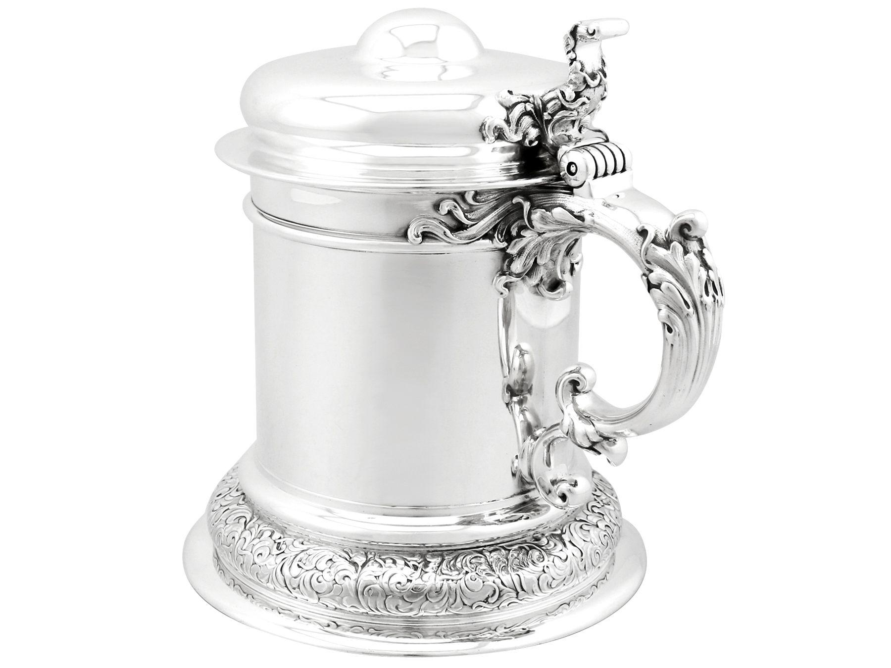 Antique American Sterling Silver Quart Tankard For Sale 2