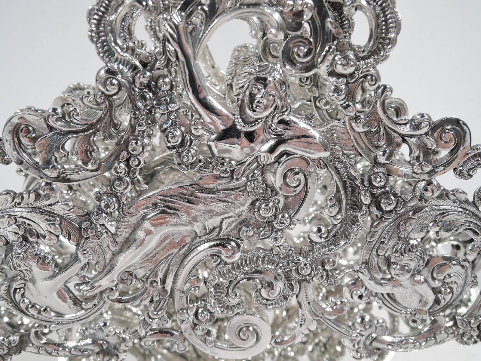 Rococo Revival Antique American Sterling Silver Romantic Art Nouveau Rococo Letter Rack