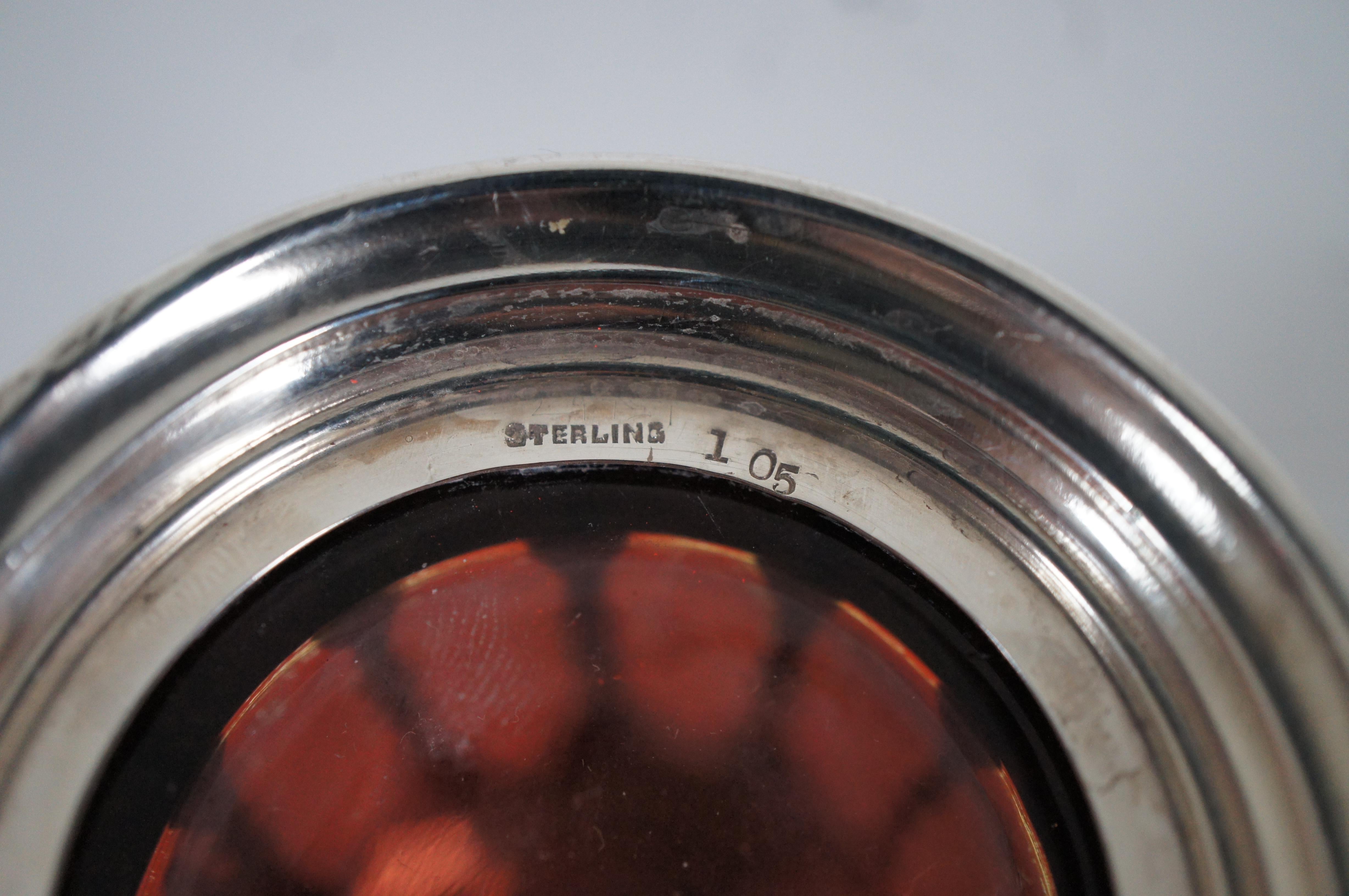 Ancien pot à condiments et cuillère en argent sterling américain et verre rubis 105 152g en vente 4