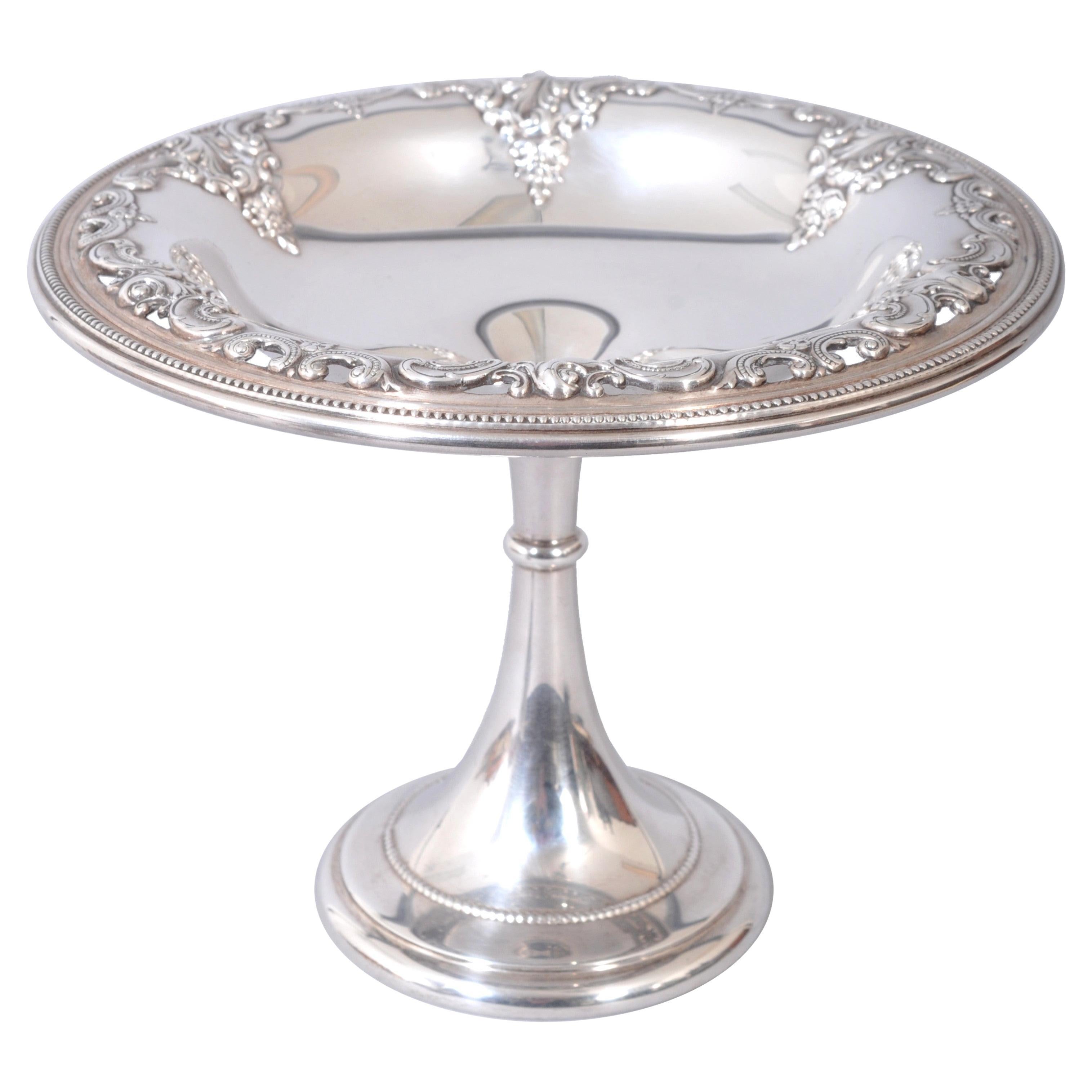 Antique American Sterling Silver Tazza Compote Wallace & Son Grand Baroque 1925 im Angebot