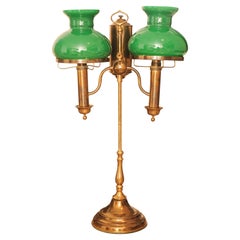 Antica lampada a olio doppia convertita da studente americano di Bradley & Hubbard del 1800