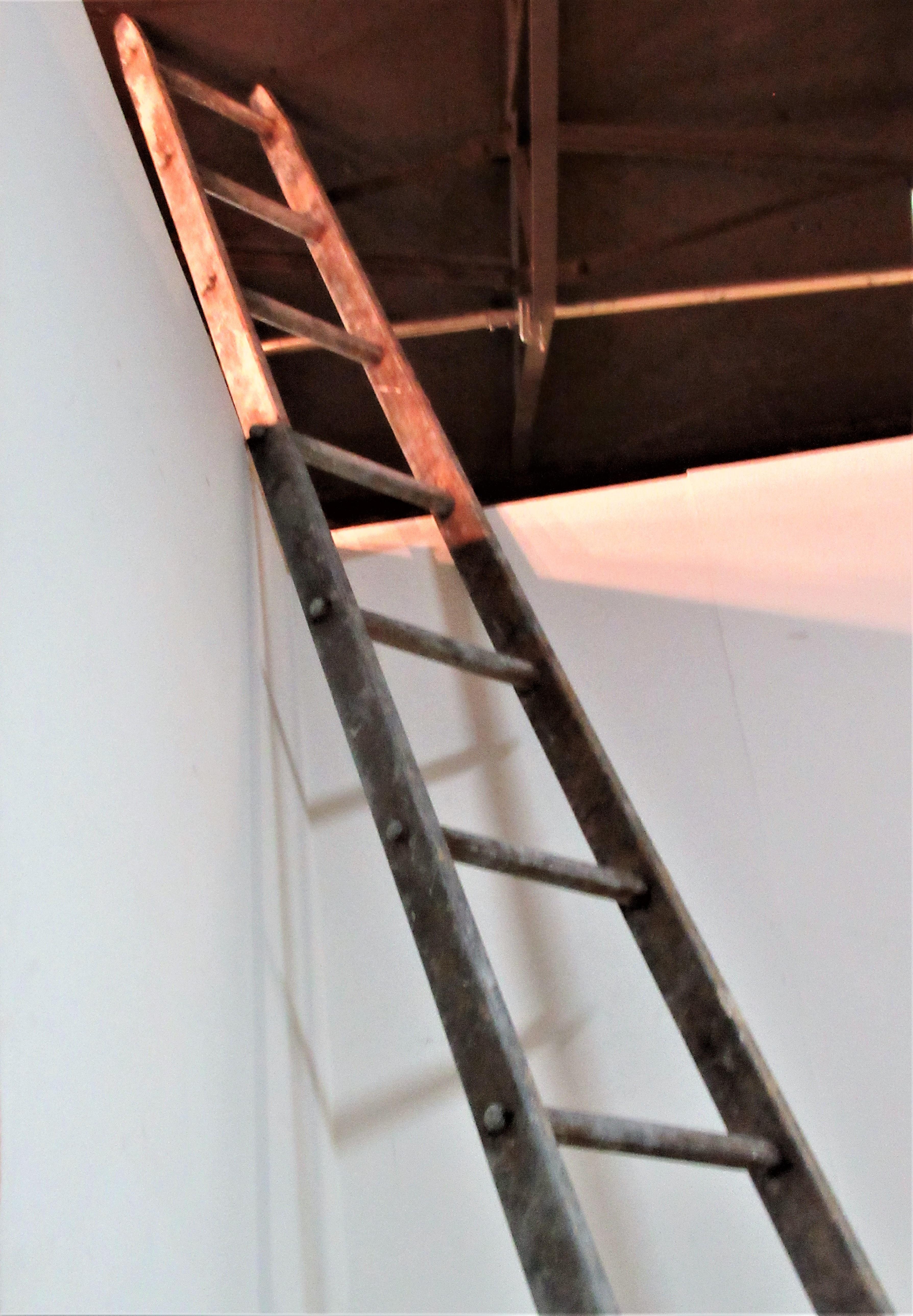 Antique American Tall Tapered Wood Harvest Ladder 3