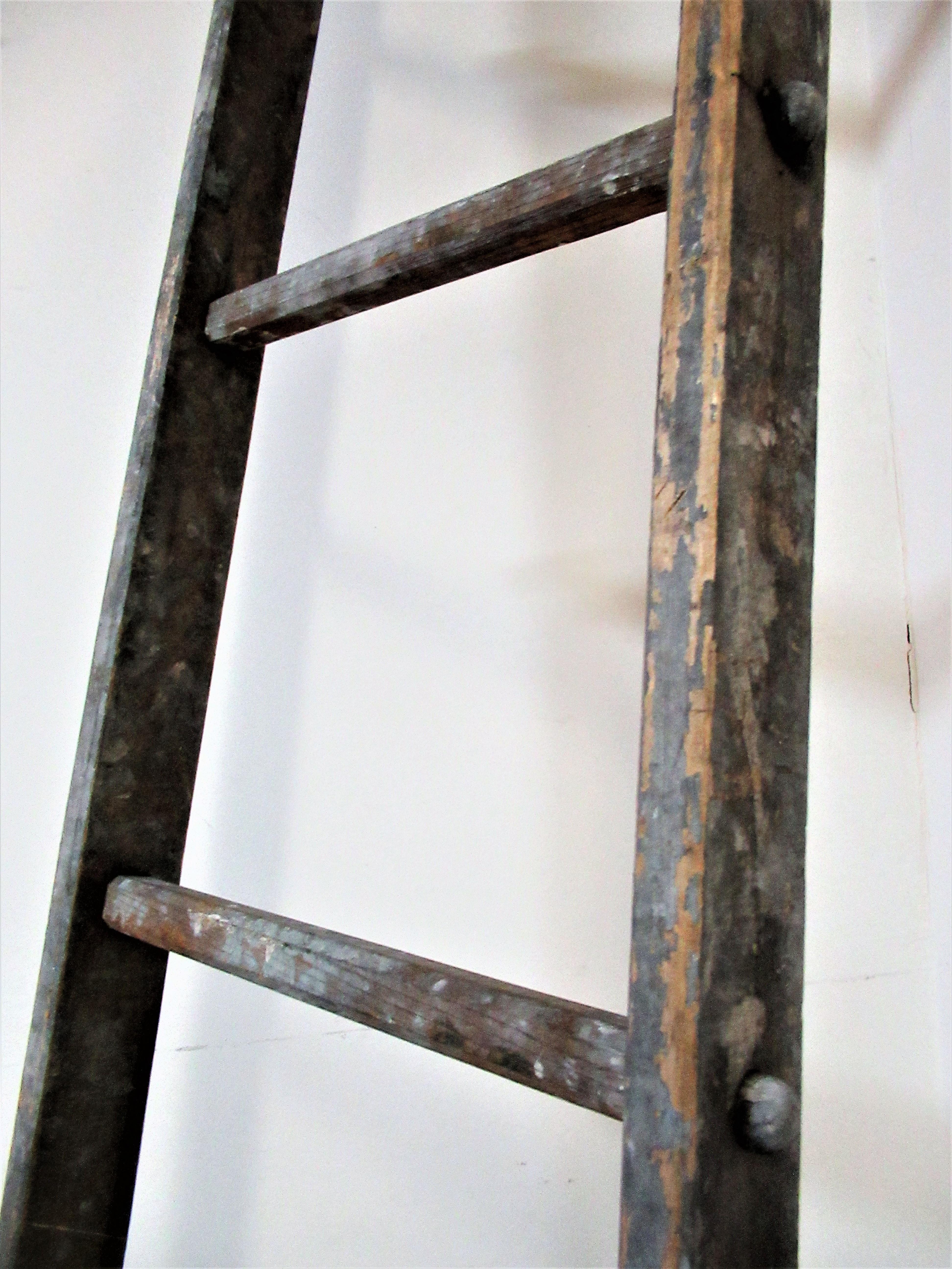 20th Century Antique American Tall Tapered Wood Harvest Ladder