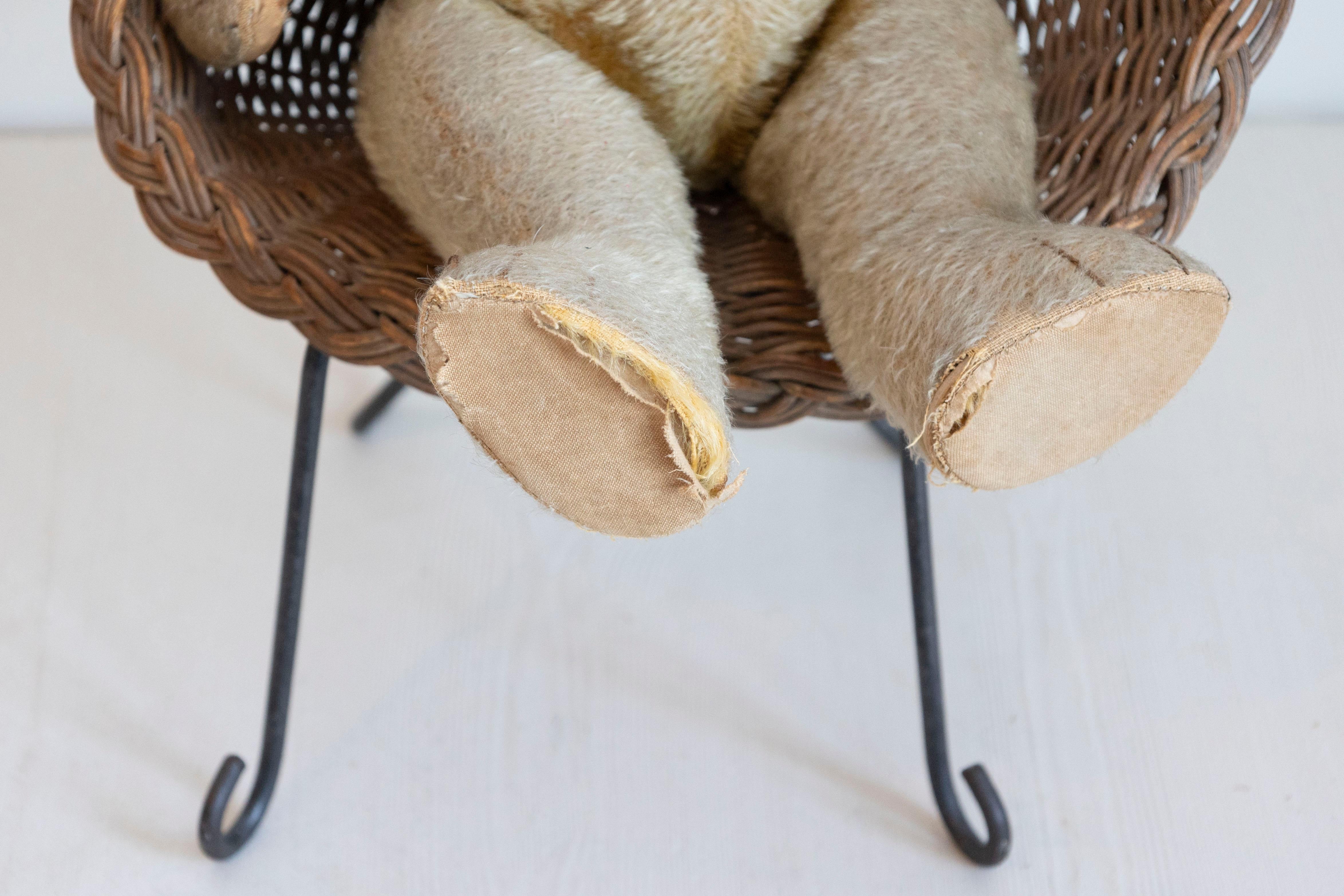 Antique American Teddy Bears with Ribbons Sitting in Wicker Chairs, Priced Each For Sale 5