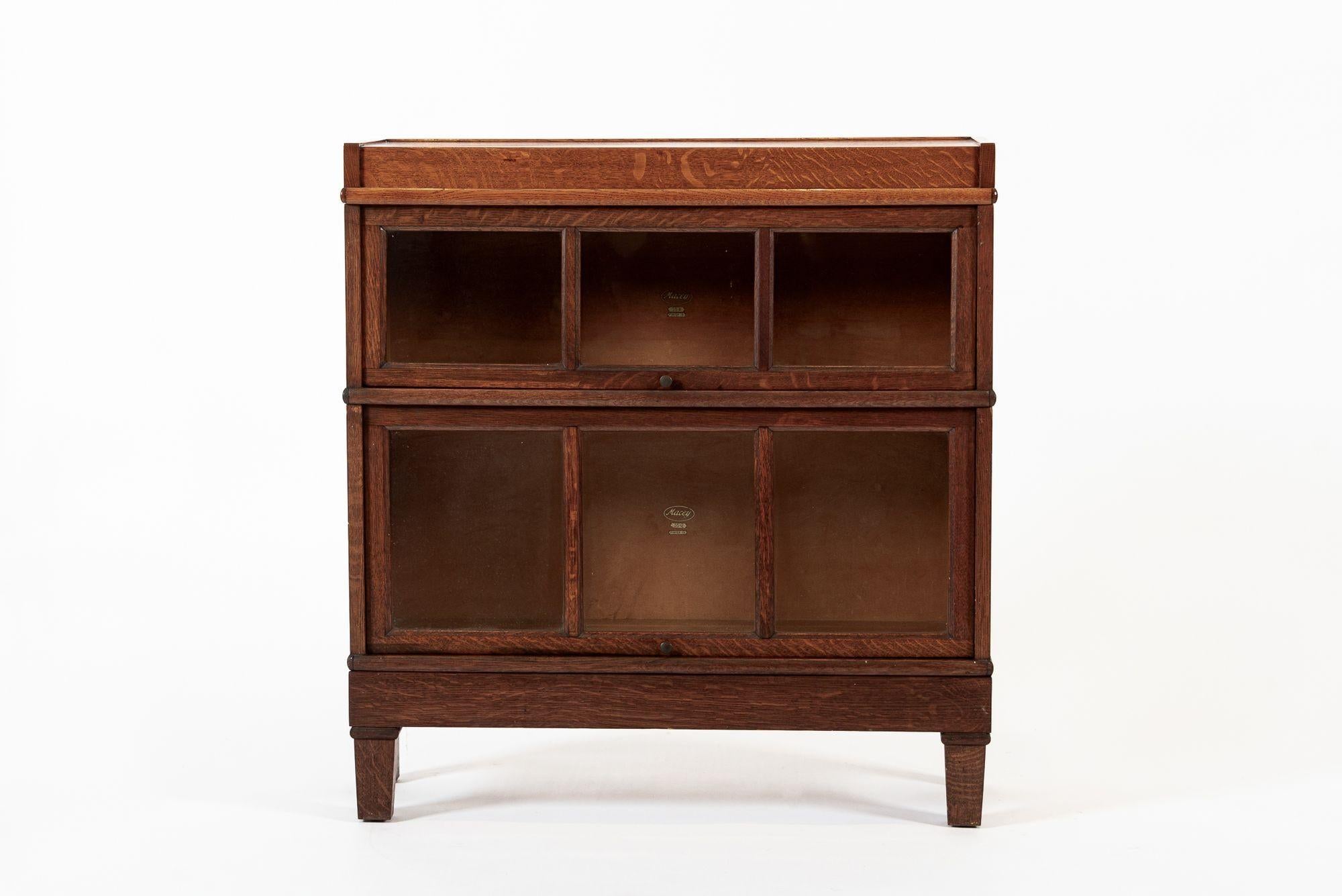 Antique American Three Shelf Barrister Bookcase Cabinet in Tiger Oak 5