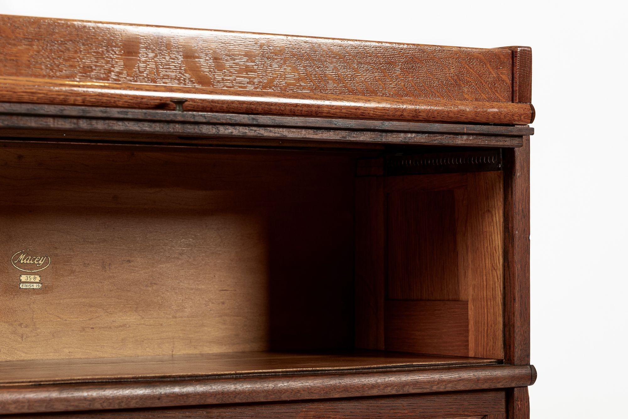 Antique American Three Shelf Barrister Bookcase Cabinet in Tiger Oak 3