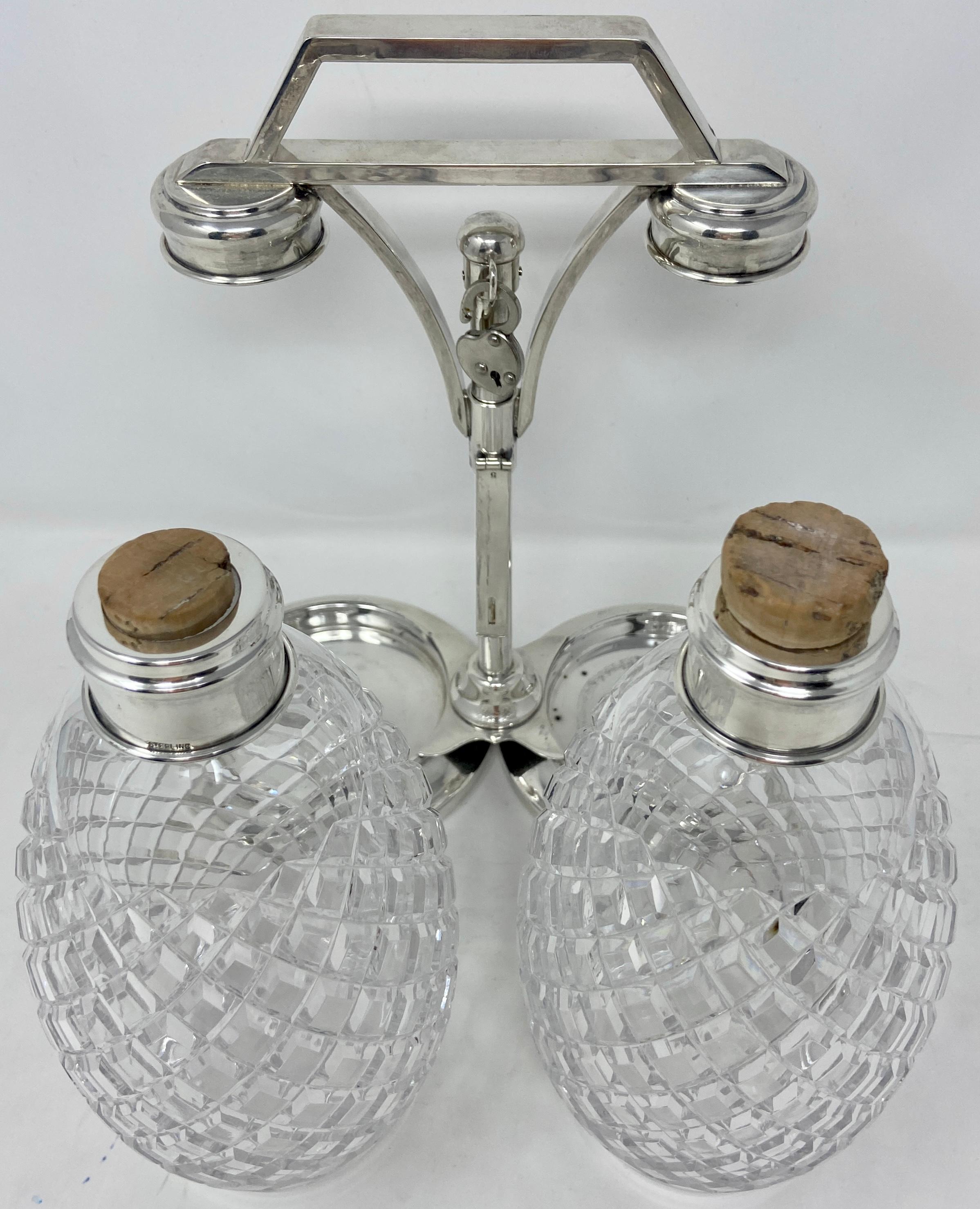 Antique American Tiffany & Co. Sterling Silver & Cut Crystal Tantalus Circa 1920 In Good Condition For Sale In New Orleans, LA