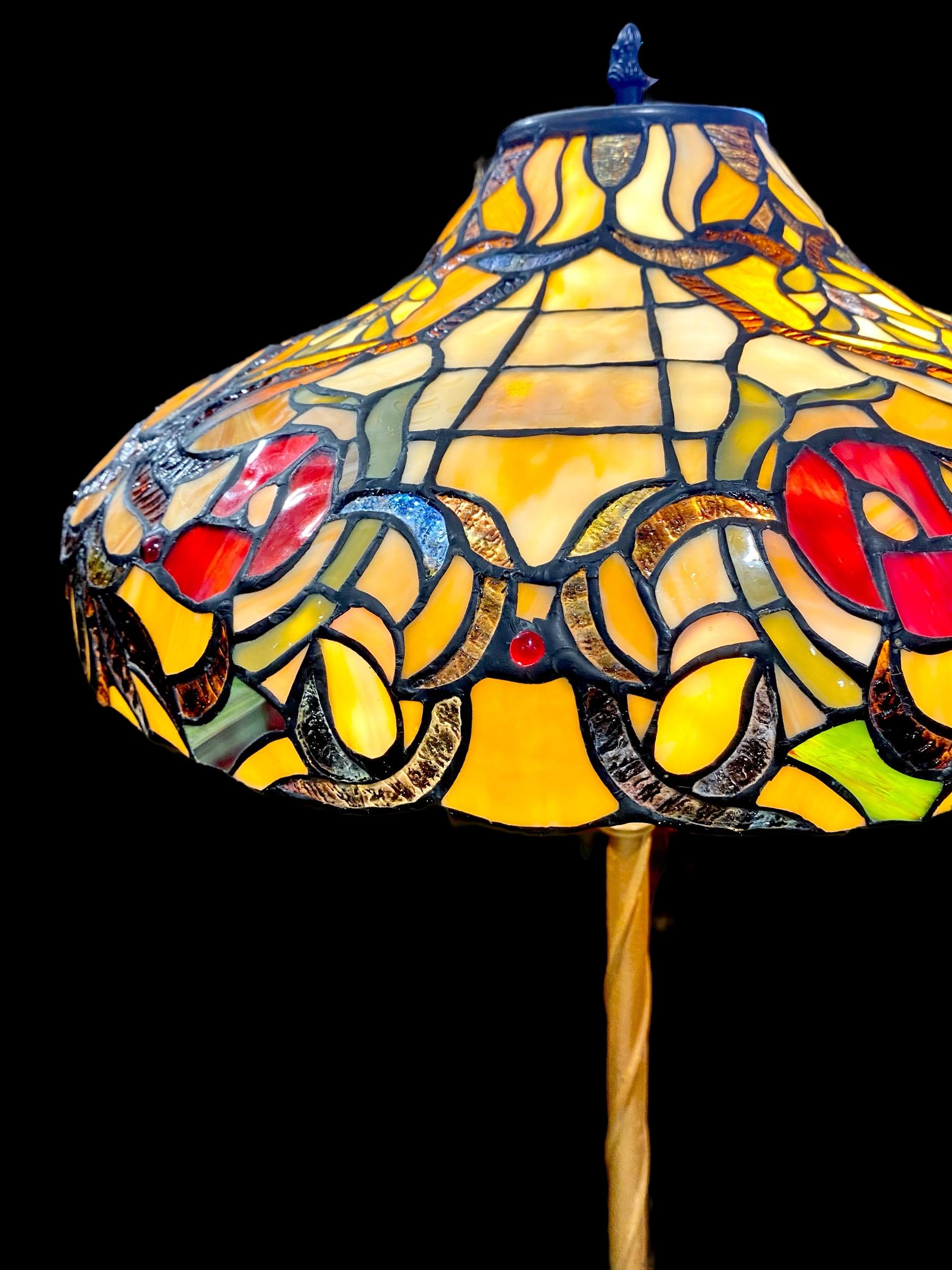 Antique American Tiffany Style Floor Lamp With 1920’s Base 3