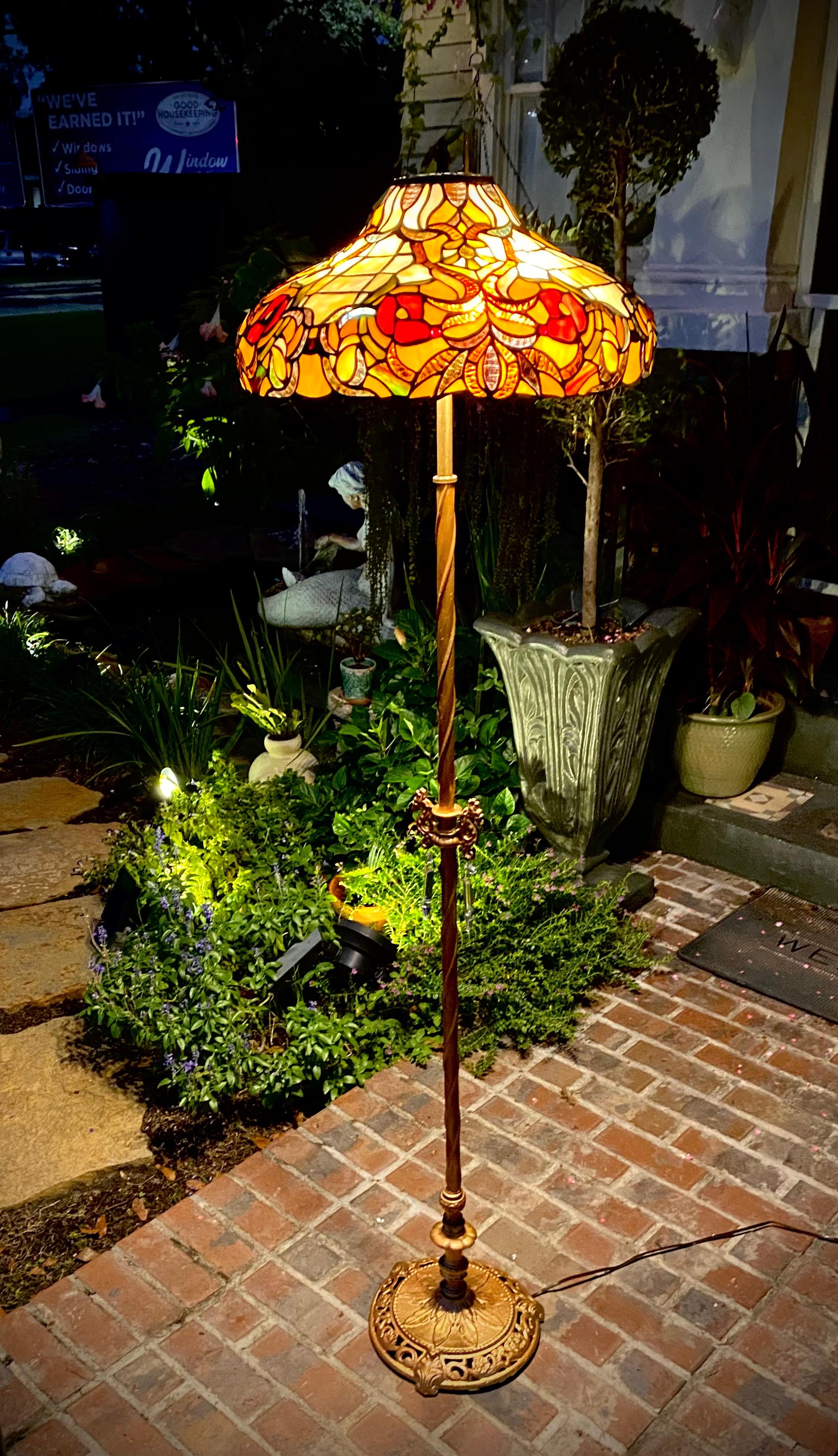 Antique American Tiffany Style Floor Lamp With 1920’s Base 9