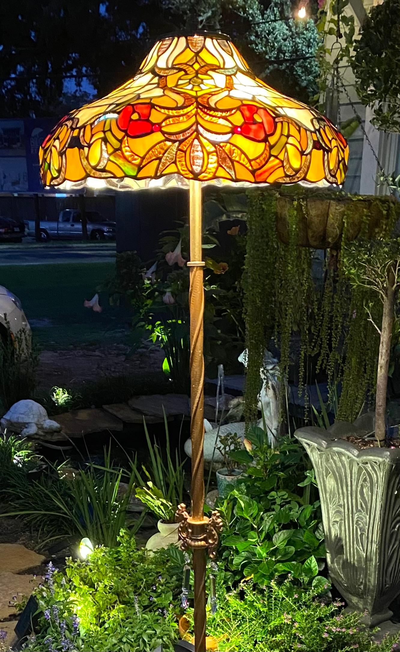 Antique American Tiffany Style Floor Lamp With 1920’s Base 10