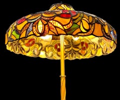 Antique American Tiffany Style Floor Lamp With 1920’s Base