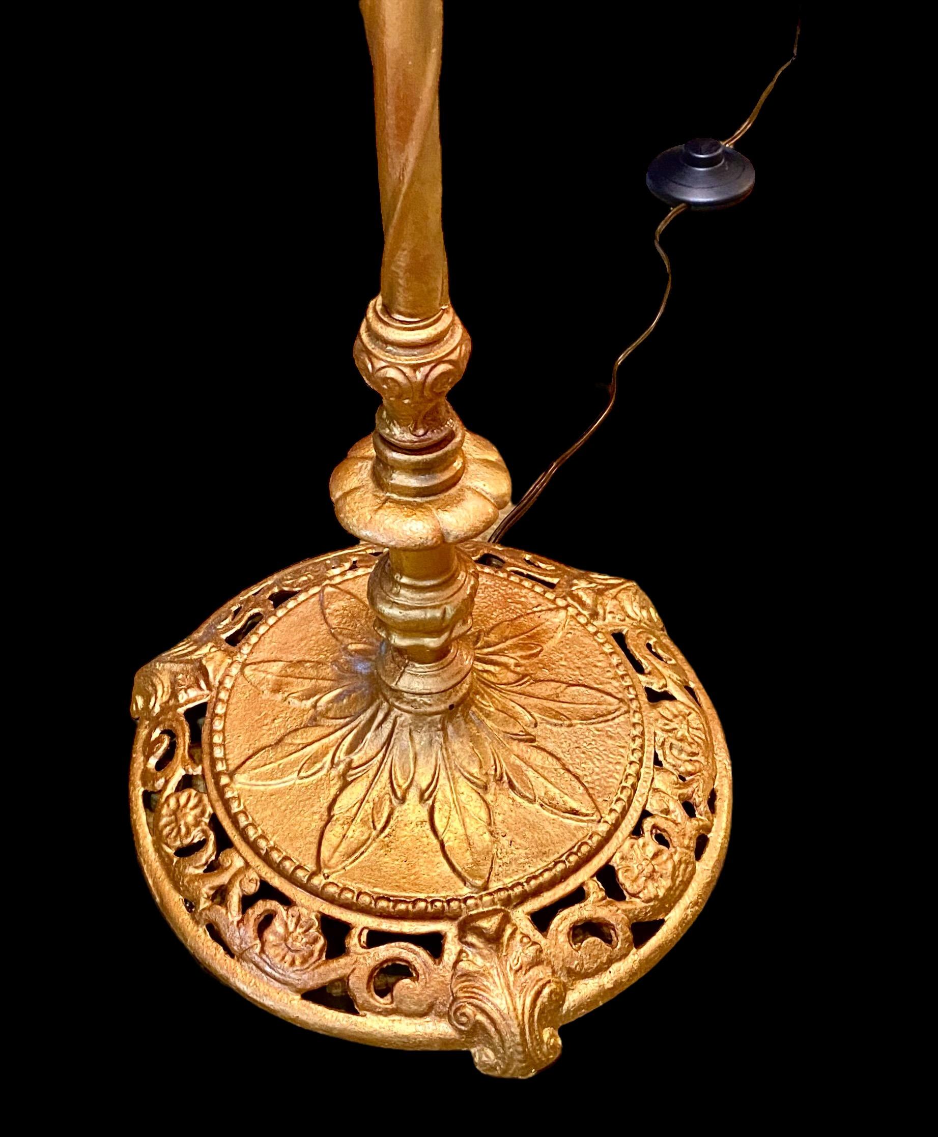 Hand-Crafted Antique American Tiffany Style Floor Lamp With 1920’s Base