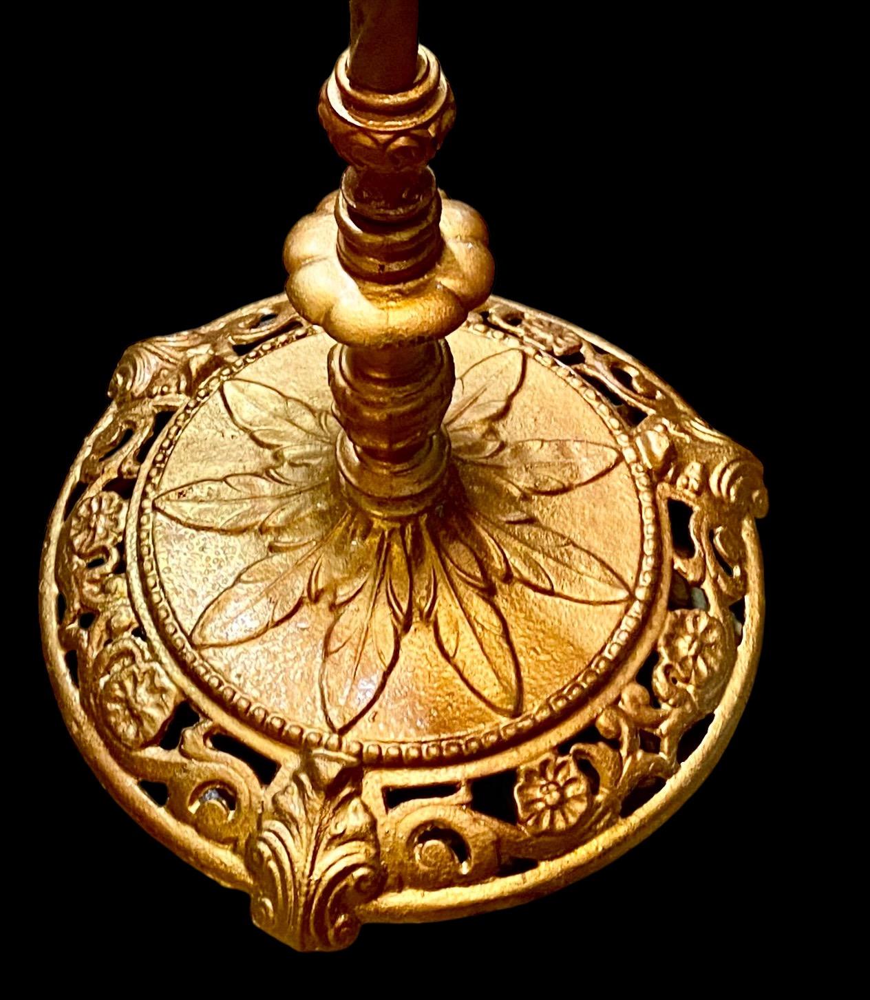 Early 20th Century Antique American Tiffany Style Floor Lamp With 1920’s Base
