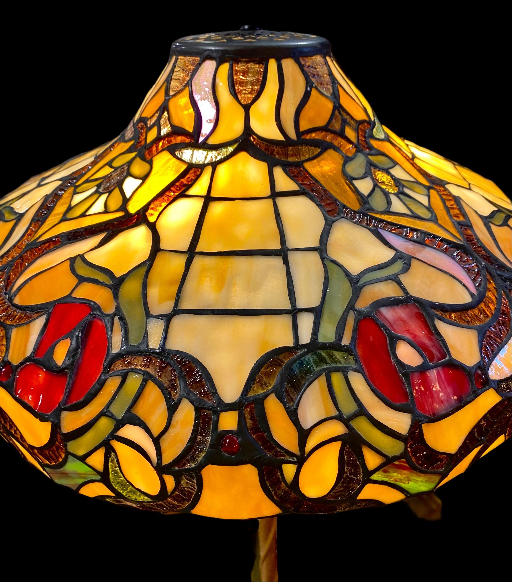Antique American Tiffany Style Floor Lamp With 1920’s Base 1