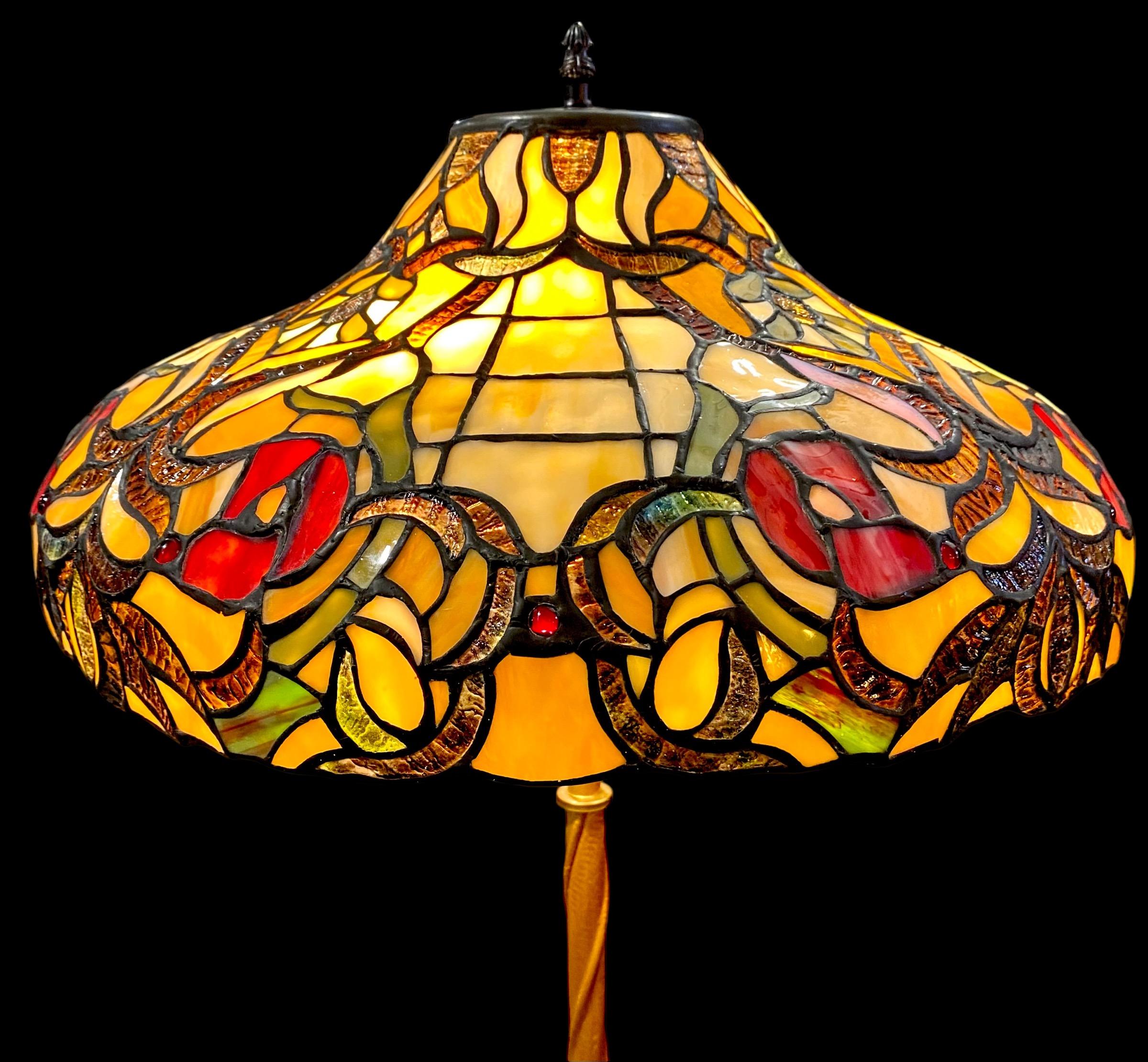 Antique American Tiffany Style Floor Lamp With 1920’s Base 2