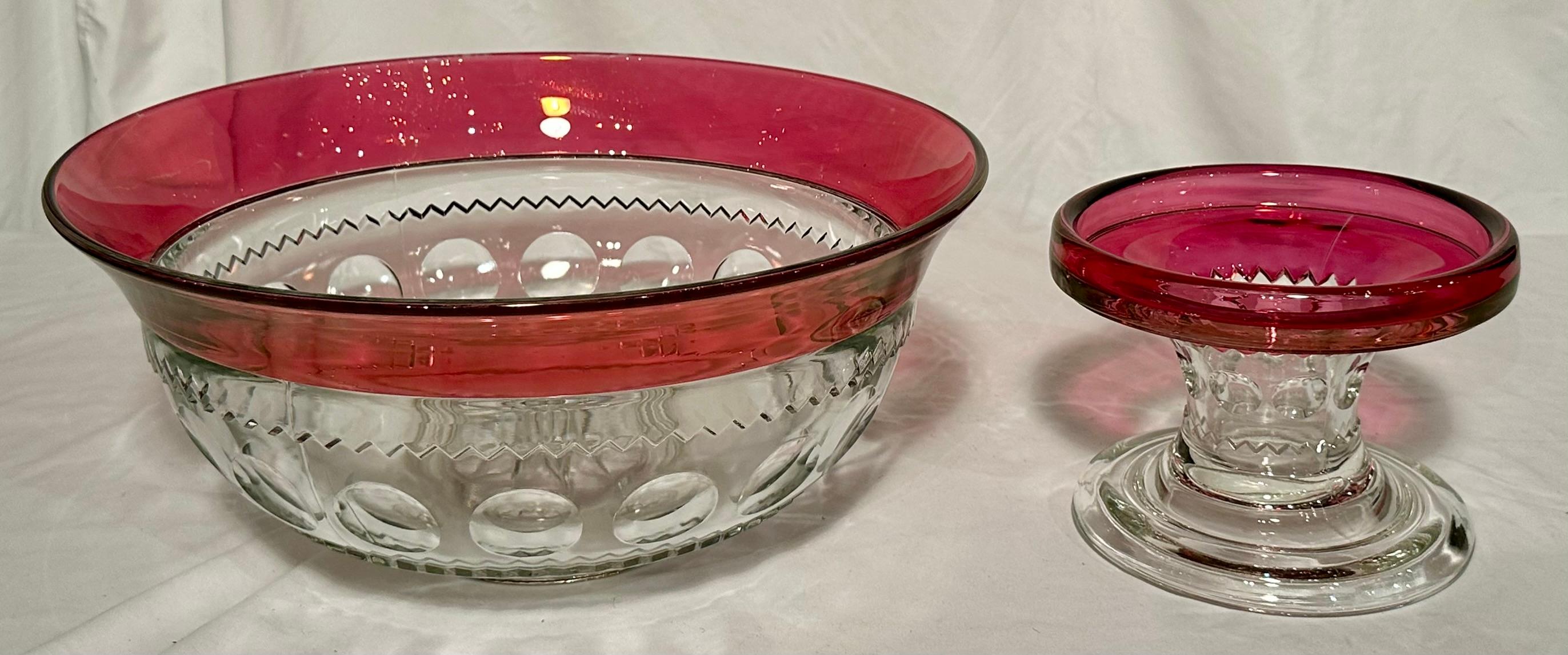 Antique American Tiffin Cranberry Glass 14 Piece Punch Bowl Service, Circa 1940. For Sale 1