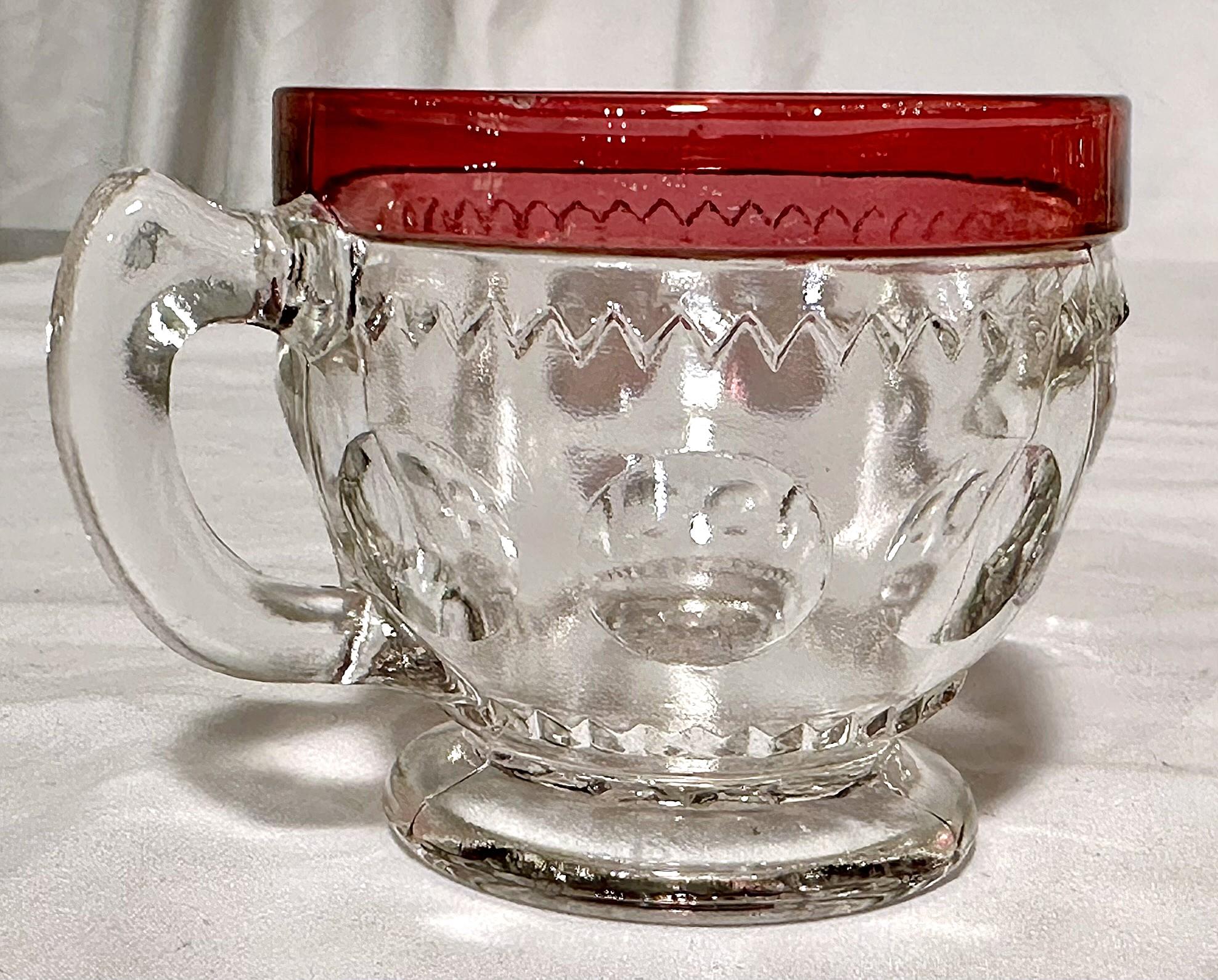 Antique American Tiffin Cranberry Glass 14 Piece Punch Bowl Service, Circa 1940. For Sale 2