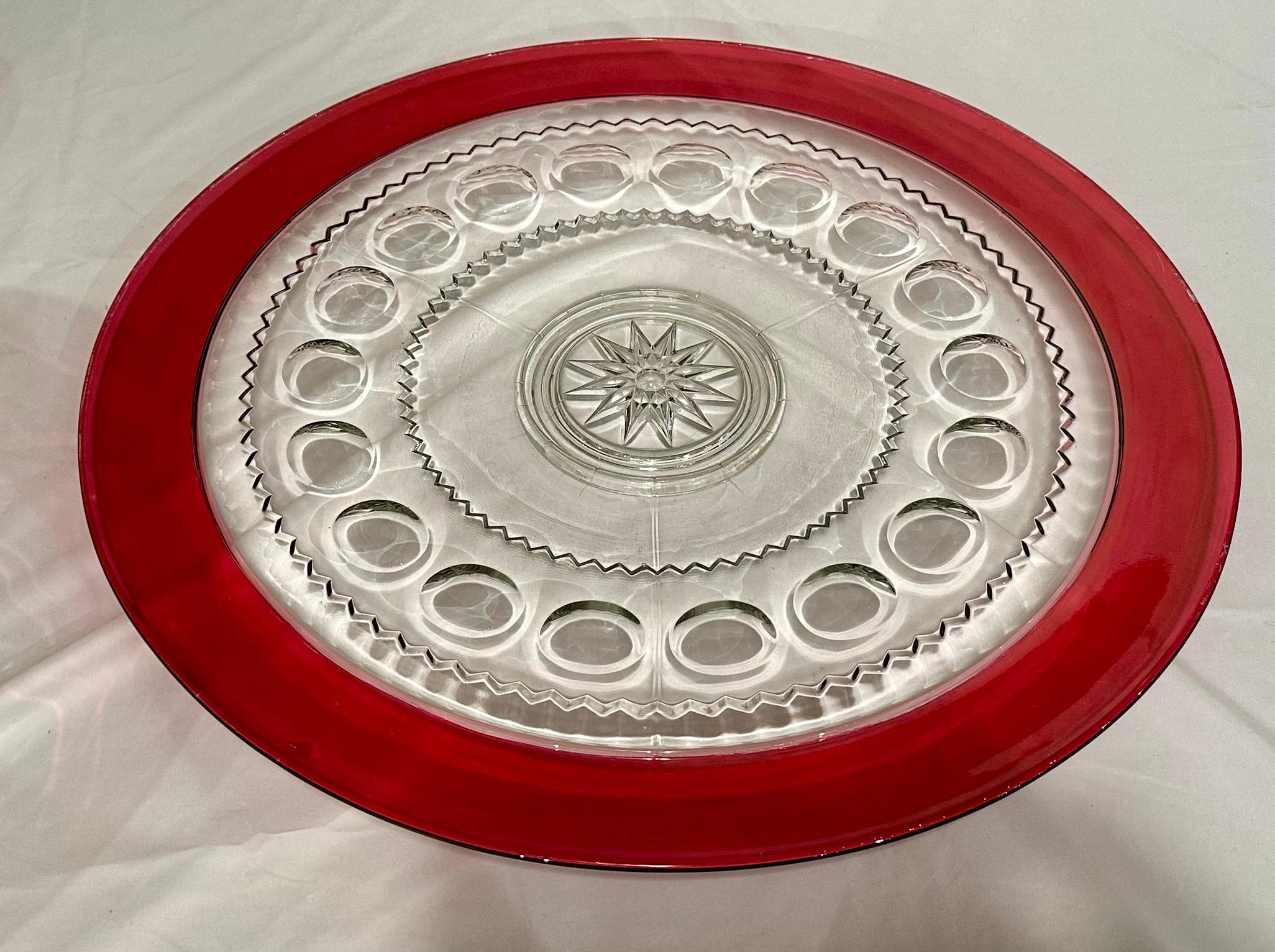 Antique American Tiffin Cranberry Glass 14 Piece Punch Bowl Service, Circa 1940. For Sale 3