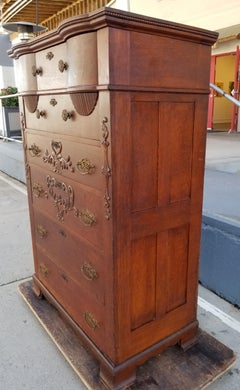 Antique American Tiger Oak Highboy Dresser
