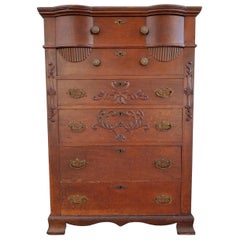 Antique American Tiger Oak Highboy Dresser