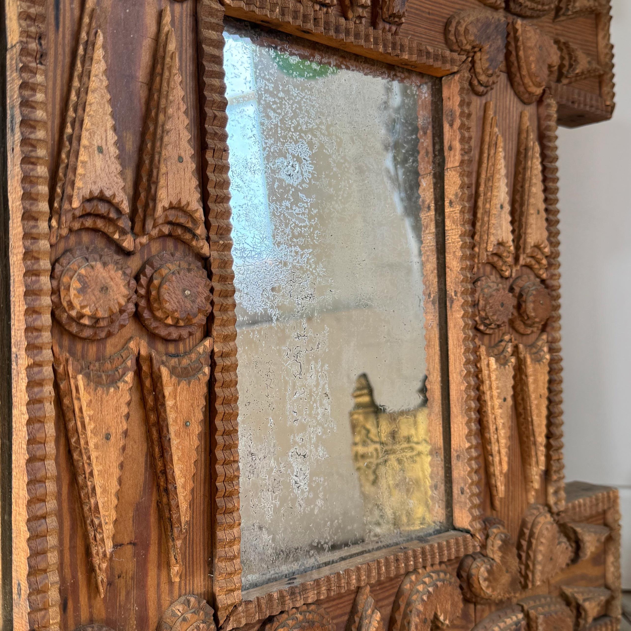 Antique American Tramp Art Mirror For Sale 8