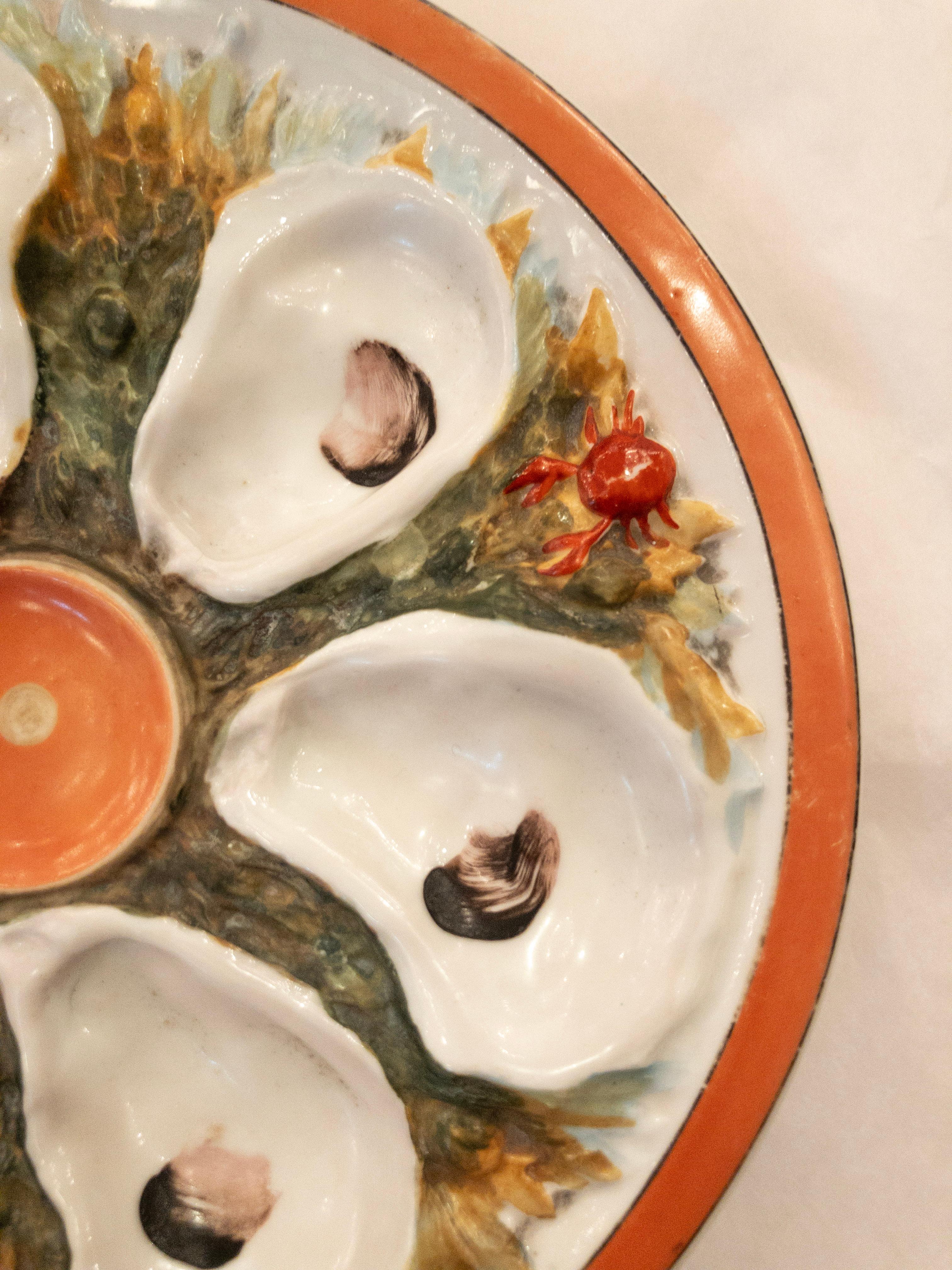 Hand-Painted Antique American Union Porcelain Works Oyster Plate, circa 1880