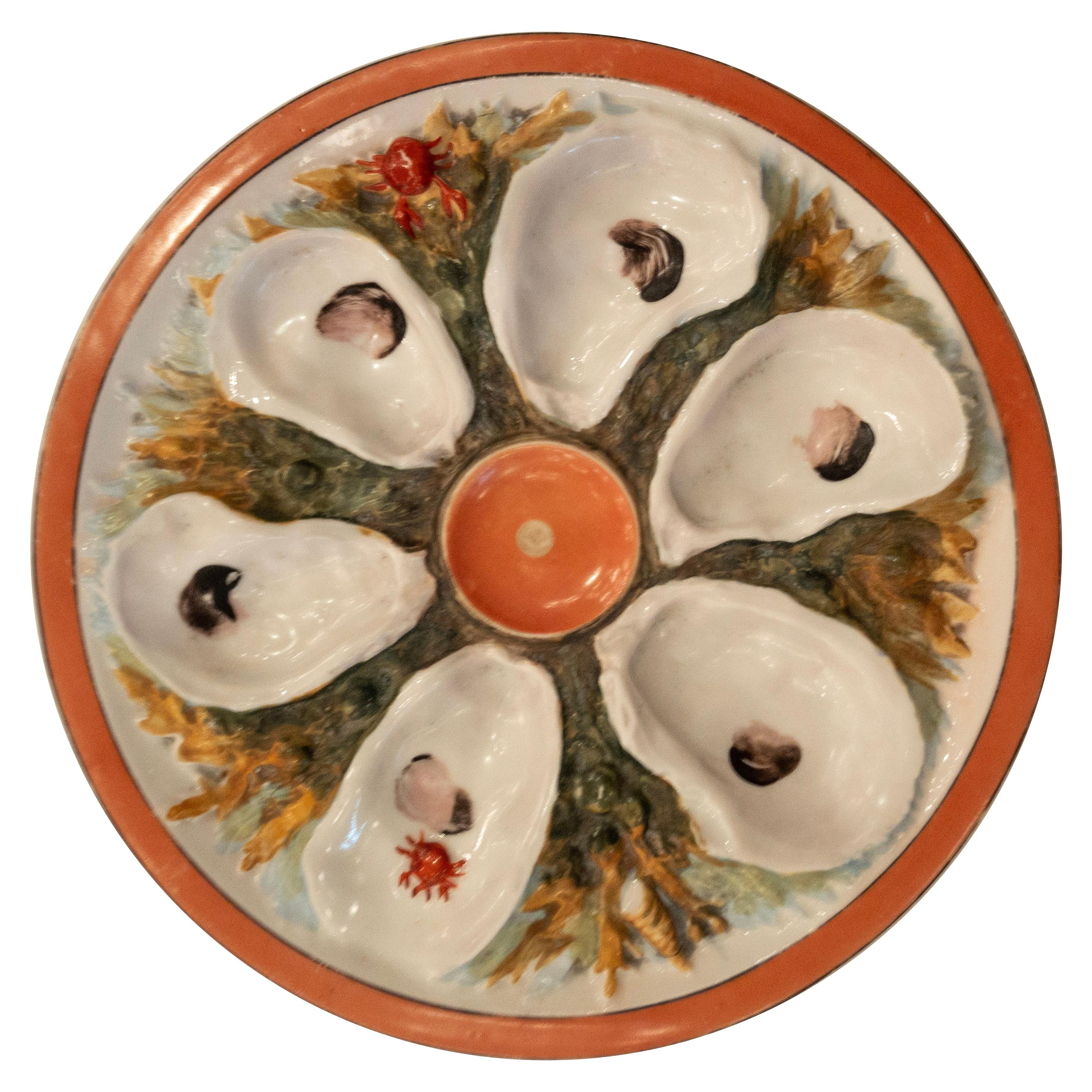 Antique American Union Porcelain Works Oyster Plate, circa 1880
