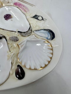 Antique American "Union Porcelain Works" Sea-Shell Design Oyster Plate, Ca 1880.