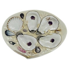 Antique American "Union Porcelain Works" Sea-Shell Design Oyster Plate, Ca 1880.