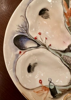 Antique American UPW Large Clamshell Porcelain Sea Life Oyster Plate, Circa 1890