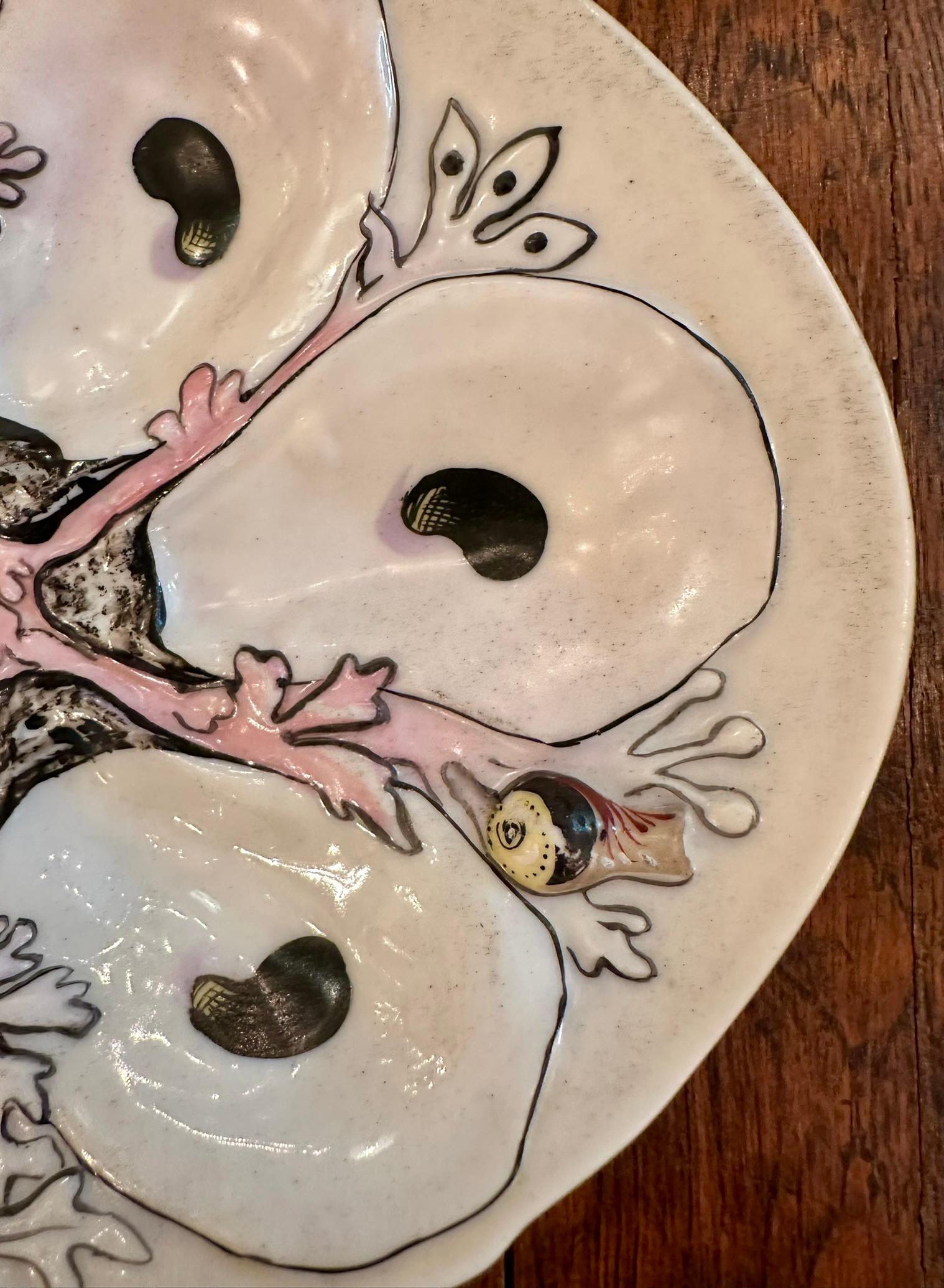 19th Century Antique American UPW Large Clamshell Porcelain Sea Life Oyster Plate, Circa 1890 For Sale