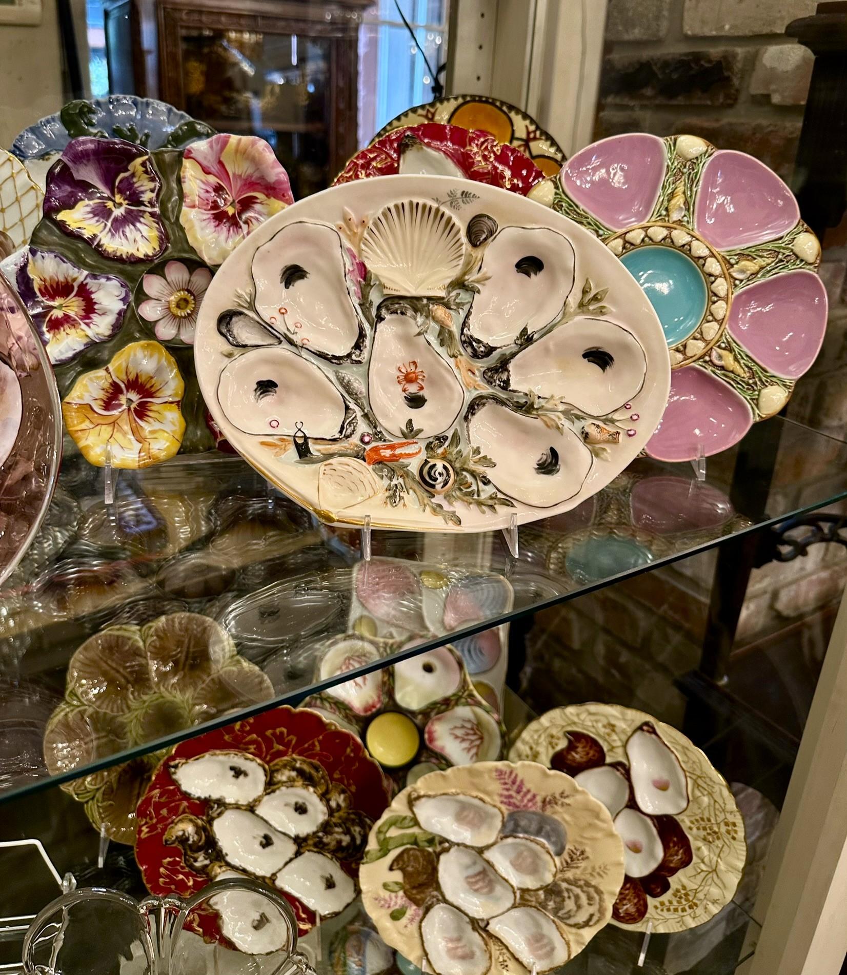 Antiguo plato de ostras de porcelana con forma de almeja de American UPW, Circa 1890 en venta 2