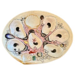 Antique American UPW Large Clamshell Porcelain Sea Life Oyster Plate, Circa 1890
