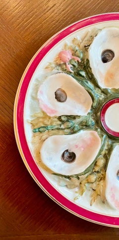 Antique American UPW Porcelain Hand-Painted Sea Life Oyster Plate, Circa 1890's.